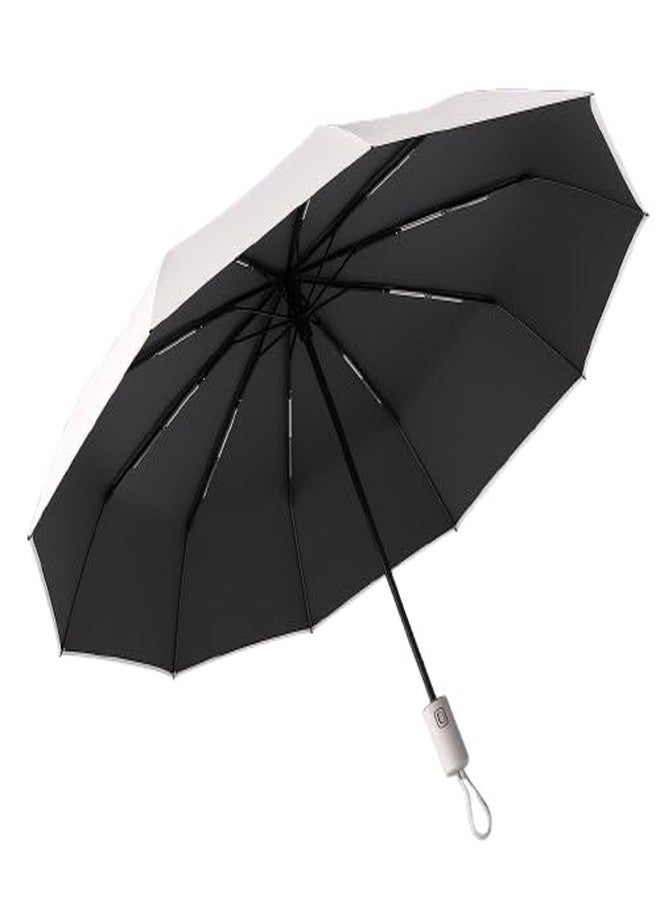 STAR WORK UV Protection Travel Umbrella - Compact Folding Umbrella for Sun & Rain - Windproof, Waterproof, Auto Open/Close - Portable & Lightweight for Women & Men. (WHITE) - Image 2